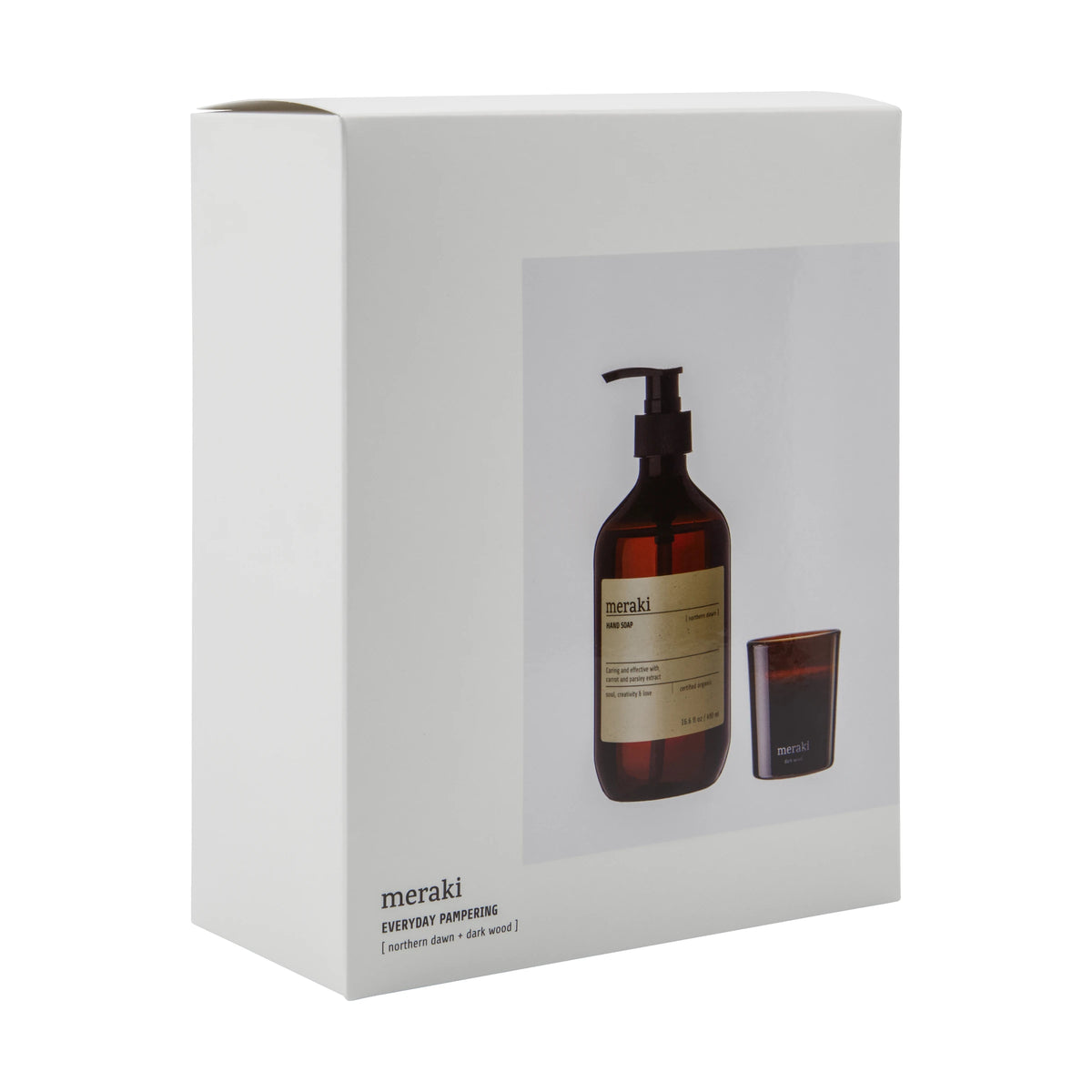 Meraki Gift Box Northern Dawn Hand Soap & Dark Wood Candle
