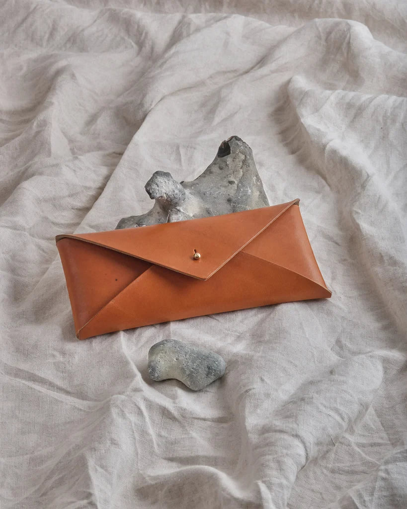 Long Leather Envelope in Cognac by MW Makes