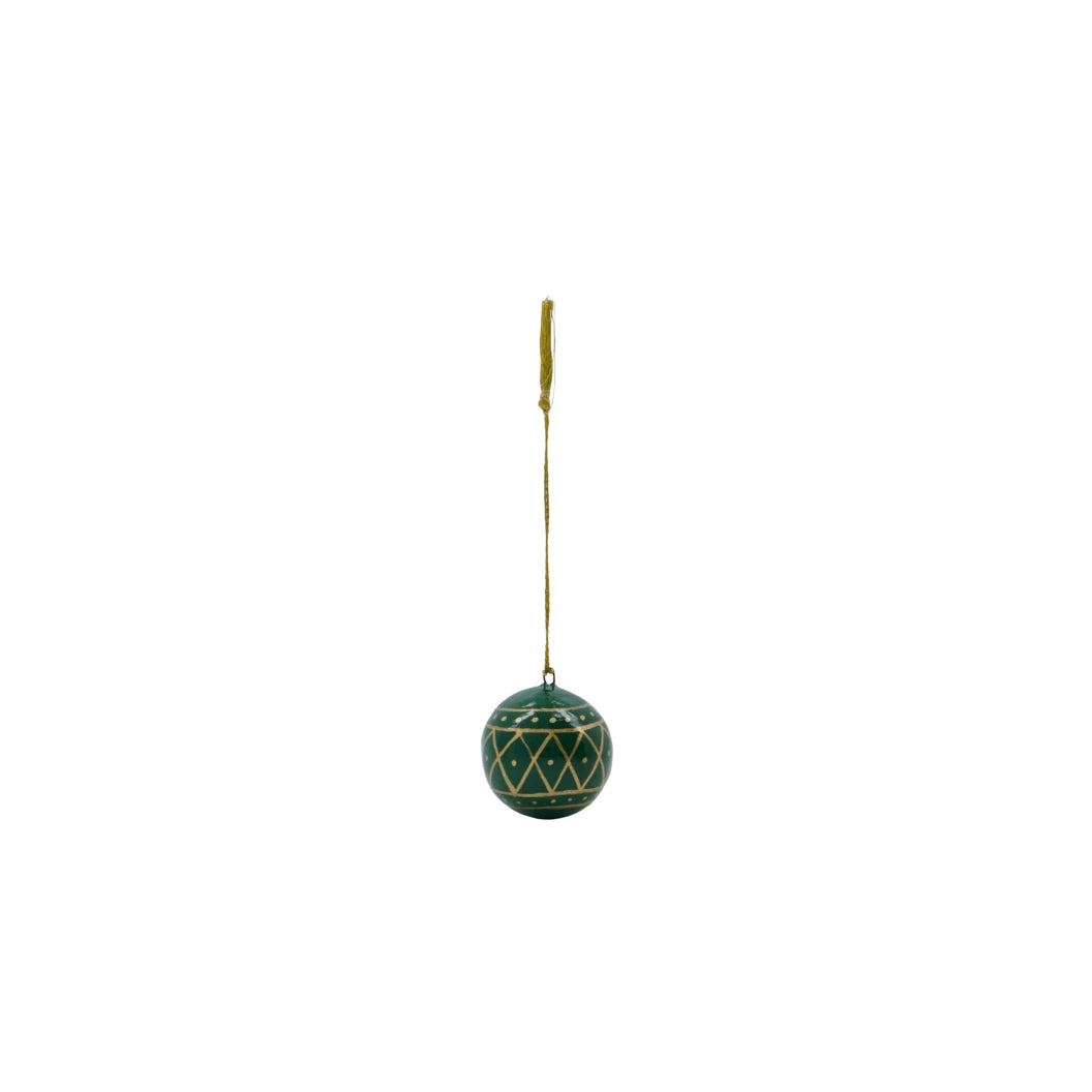 House Doctor Set of 4 'Mach' Paper Mache Hanging Ornaments in green against a white background
