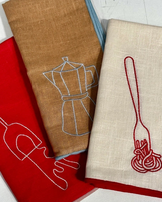 MAEGEN Embroidered Linen Blend Napkin Pair - Cheese - Lifestory