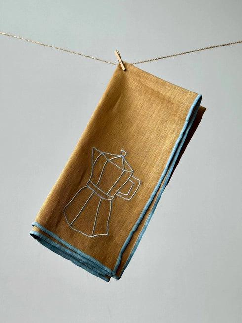MAEGEN Embroidered Linen Blend Napkin Pair - Cafetiere - Lifestory