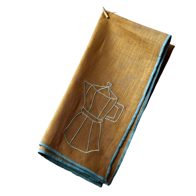 MAEGEN Embroidered Linen Blend Napkin Pair - Cafetiere - Lifestory