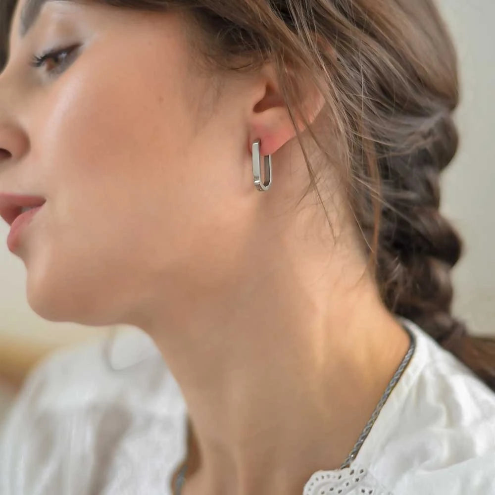 Maeve Oval Hoops in Silver by A Weathered Penny - Lifestory