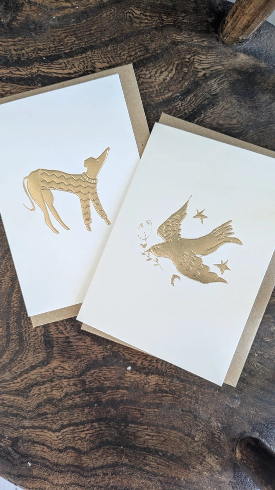 Meg Fatharly Dog In a Jumper Gold Embossed Keepsake Card
