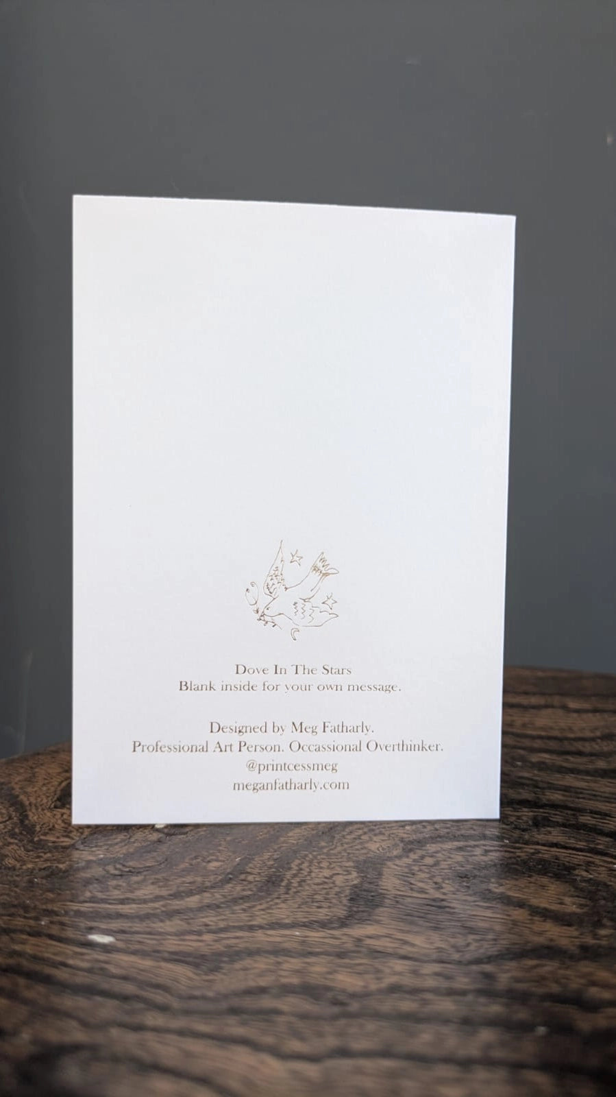 Meg Fatharly Dove Gold Embossed Keepsake Card