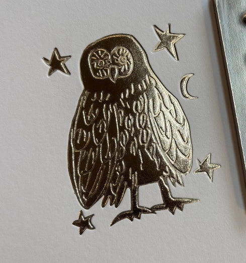 Meg Fatharly Owl Gold Embossed Keepsake Card