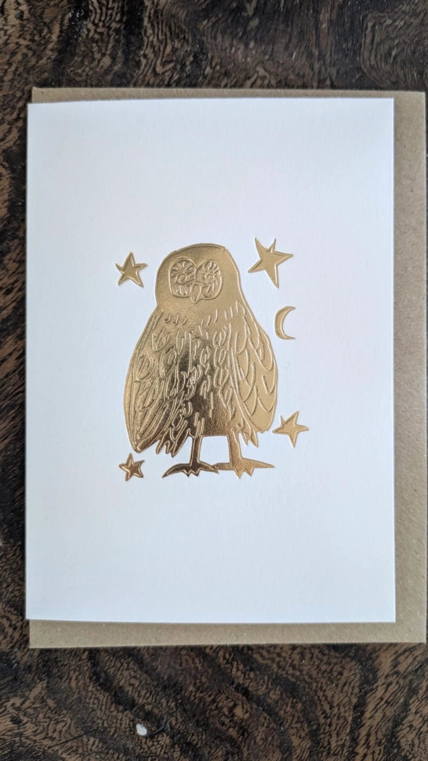 Meg Fatharly Owl Gold Embossed Keepsake Card