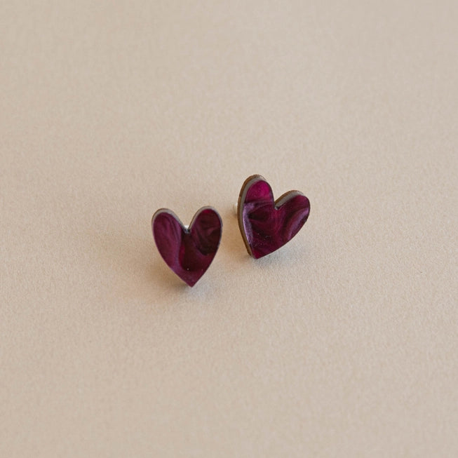 I Heart You Stud Earrings | Various Colours | Acrylic & Wood | by Pepper You - Lifestory