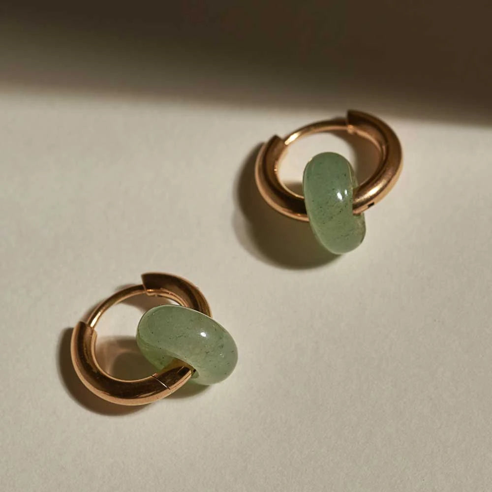 Mint Agate Hoops in Gold or Silver by A Weathered Penny - Lifestory
