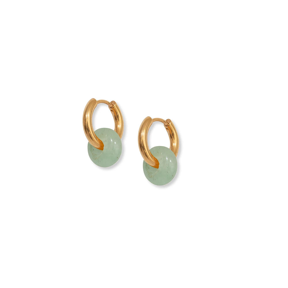 Mint Agate Hoops in Gold or Silver by A Weathered Penny - Lifestory