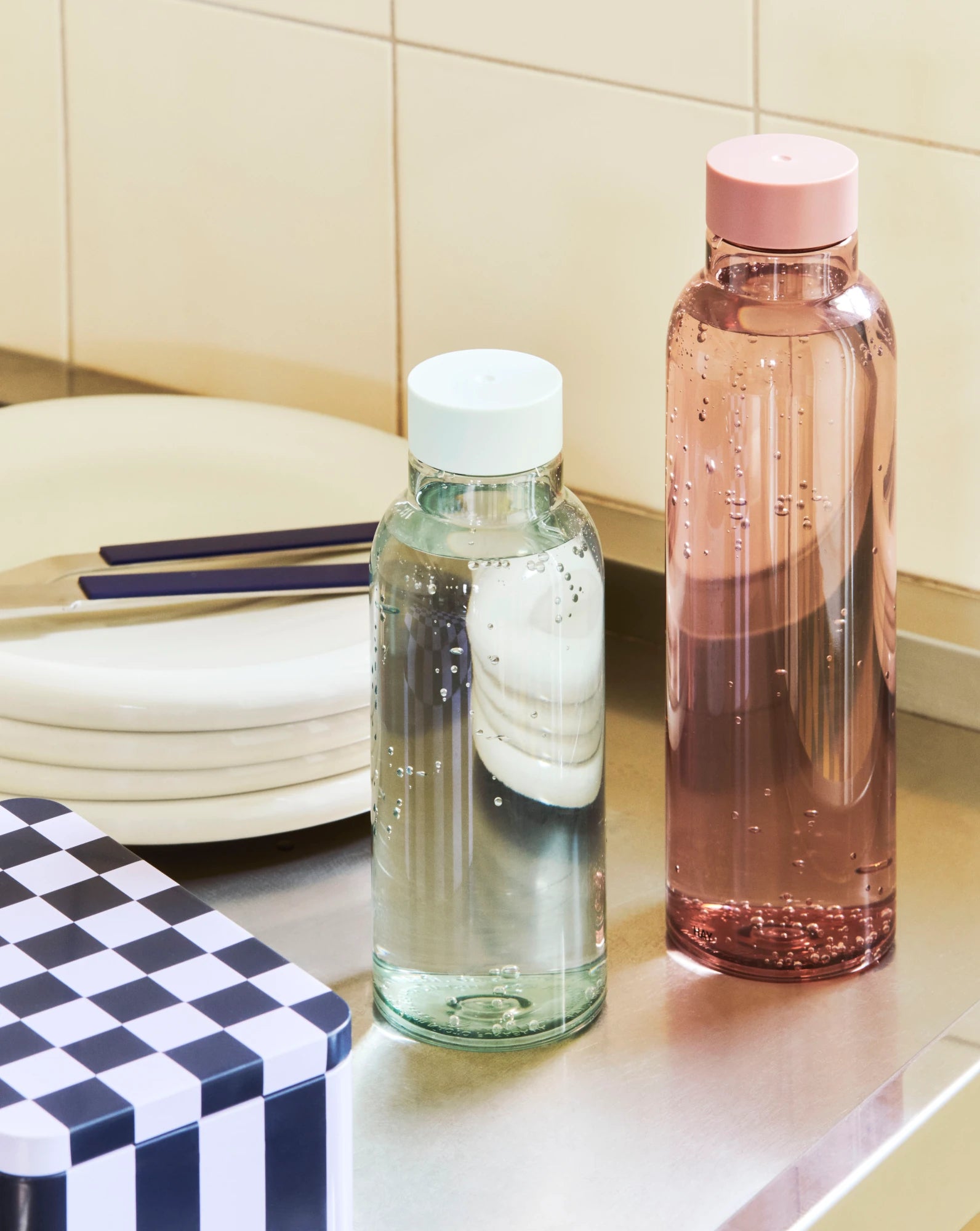 Miz Water Bottles by HAY in a kitchen | Lifestory