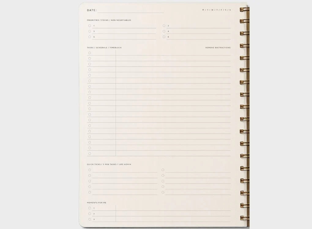 Moxon B5 Form Lined Wire-Bound Daily Planner