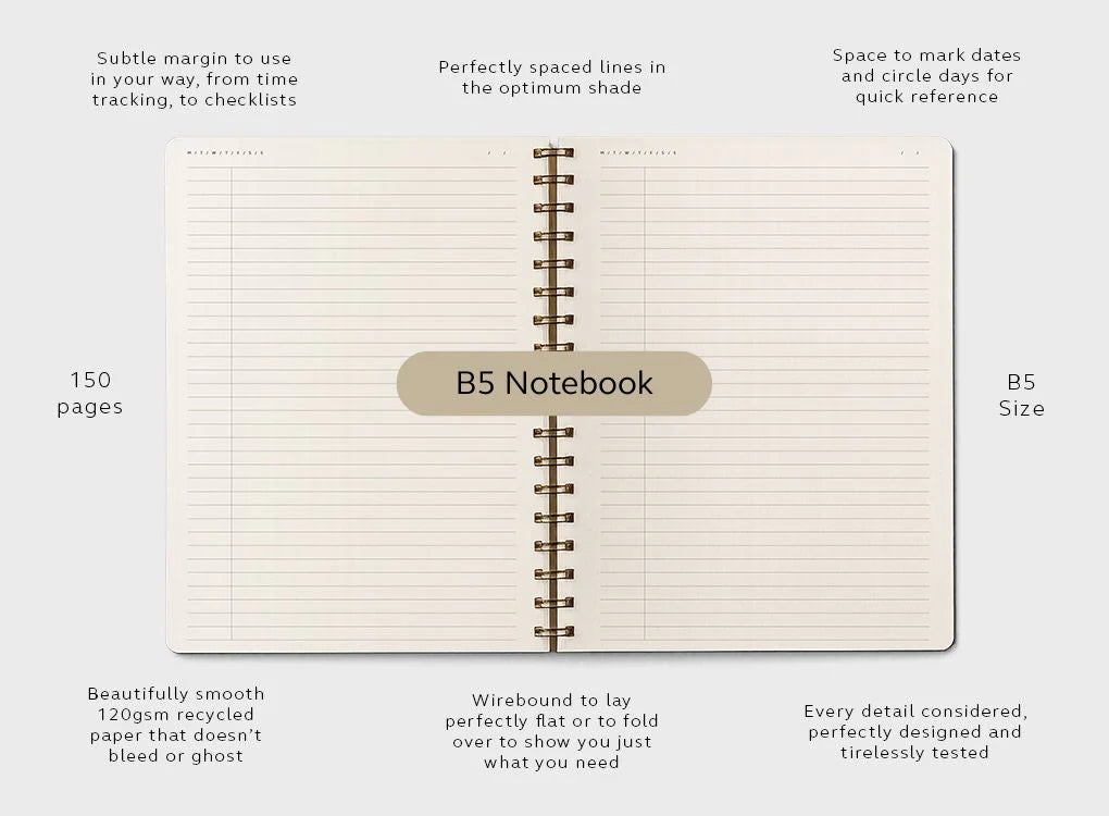 Moxon B5 Form Lined Wire-Bound Notebook