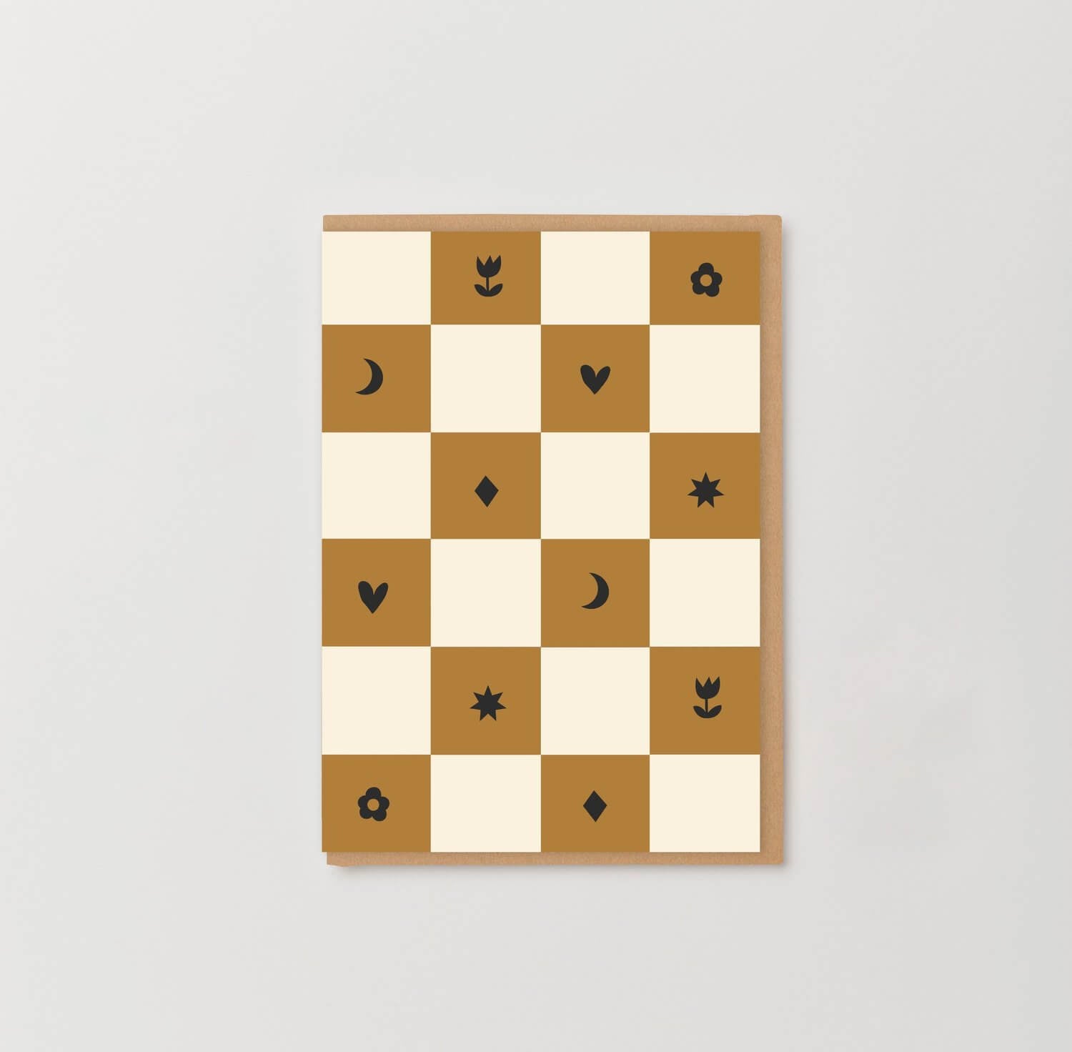 Mustard Checkerboard Card | Blank | by Kinshipped - Lifestory - Kinshipped