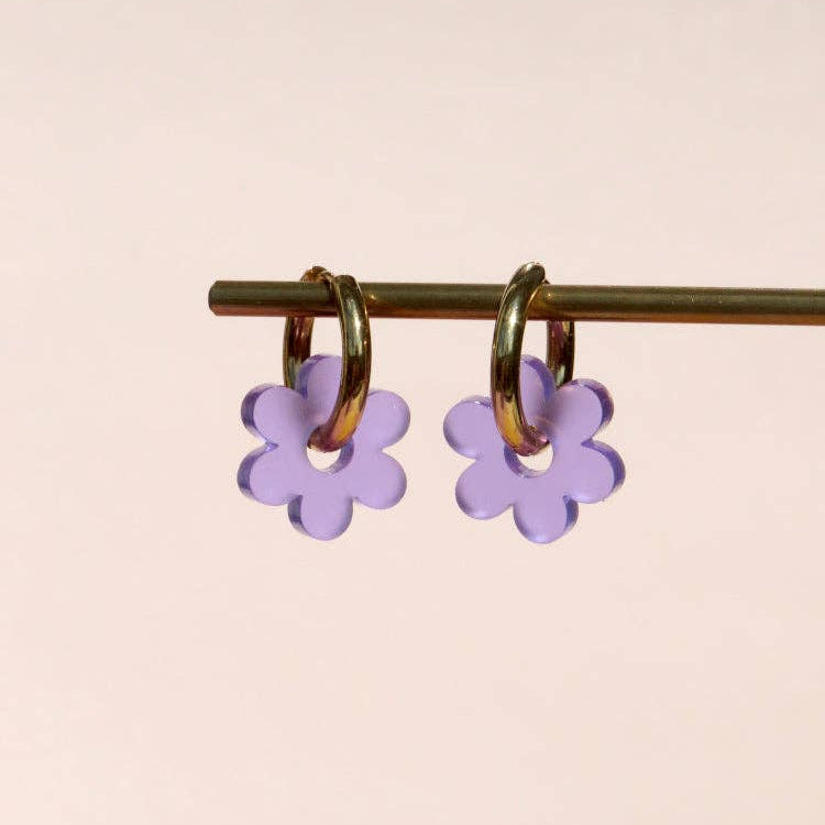 Niemalsmehrohne Flower Hoop Earrings in Acrylic - Lifestory