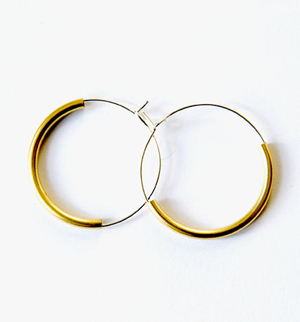 Ninkari Silver Hoops with Brass Curve | by brass+bold - Lifestory