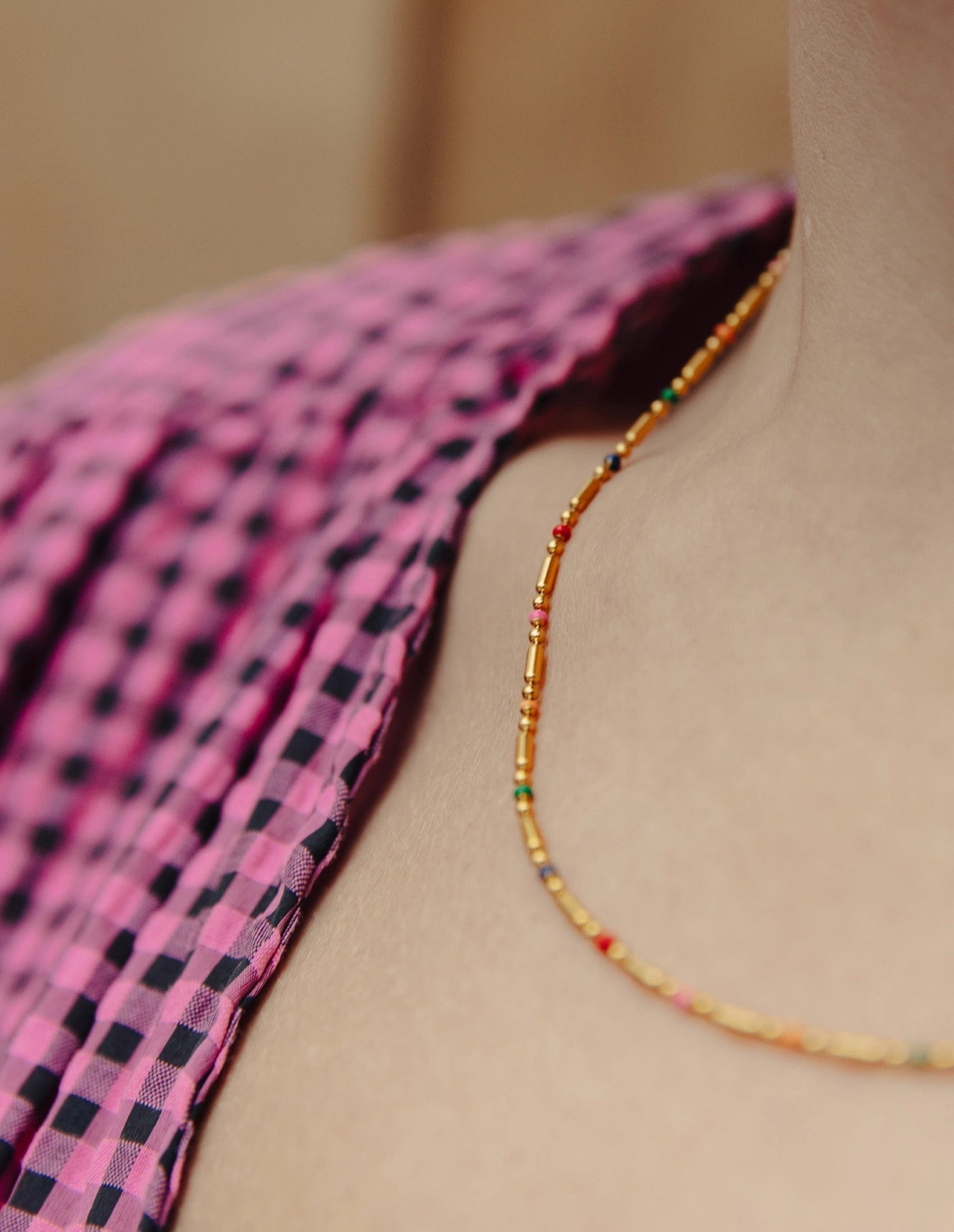 Enamel Bead Necklace - Water Resistant Gold Plating by Nordic Muse