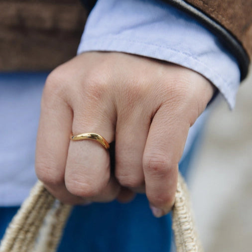 Organic Flow Band Ring - Water Resistant Gold Plating by Nordic Muse - Lifestory