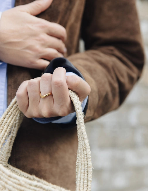 Organic Flow Band Ring - Water Resistant Gold Plating by Nordic Muse - Lifestory