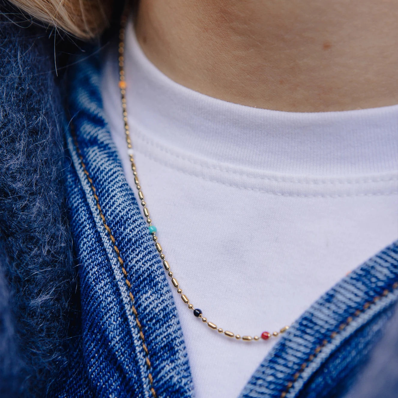 Rainbow Beaded Necklace - Water Resistant Gold Plating by Nordic Muse