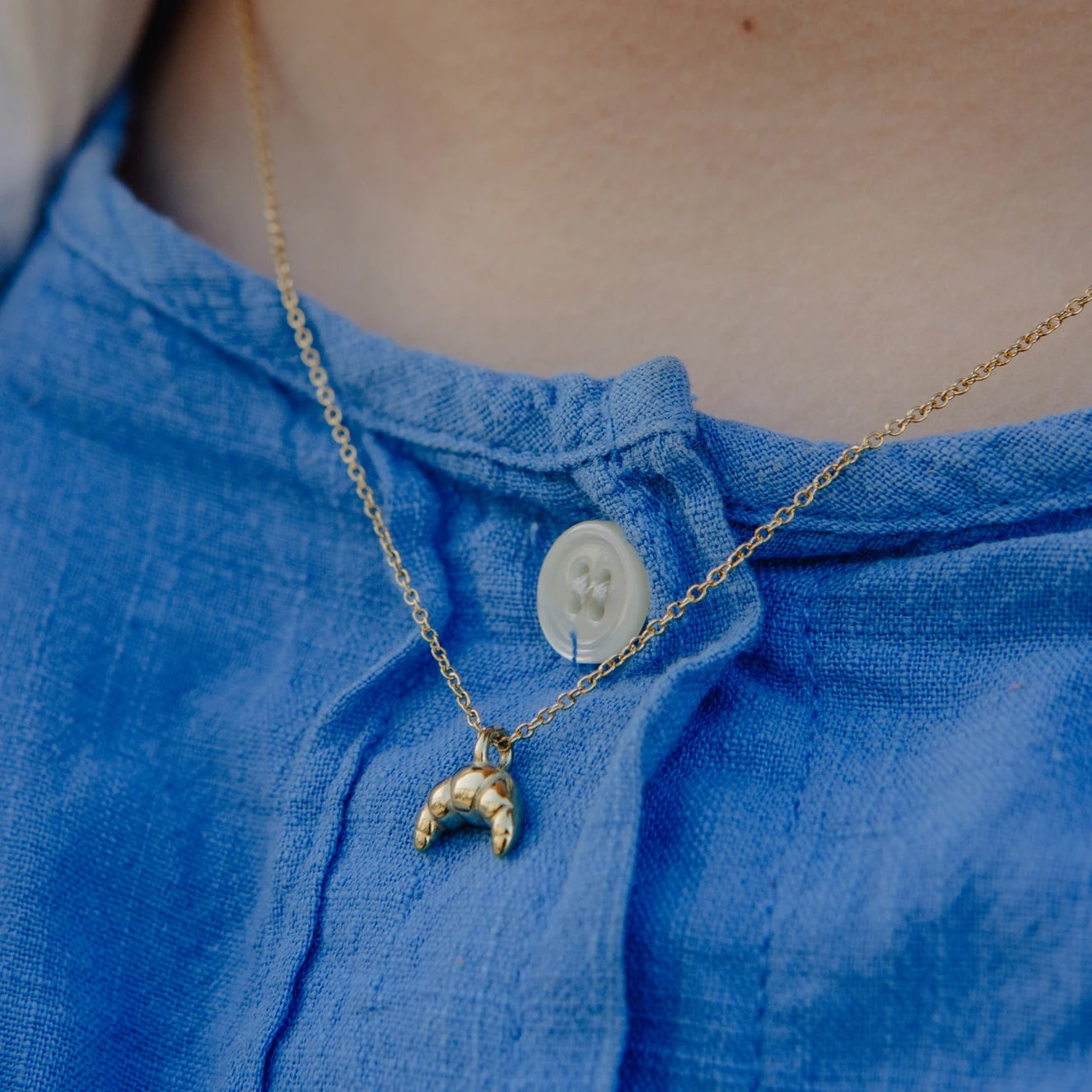 Mini Croissant Necklace - Water Resistant Gold Plating by Nordic Muse