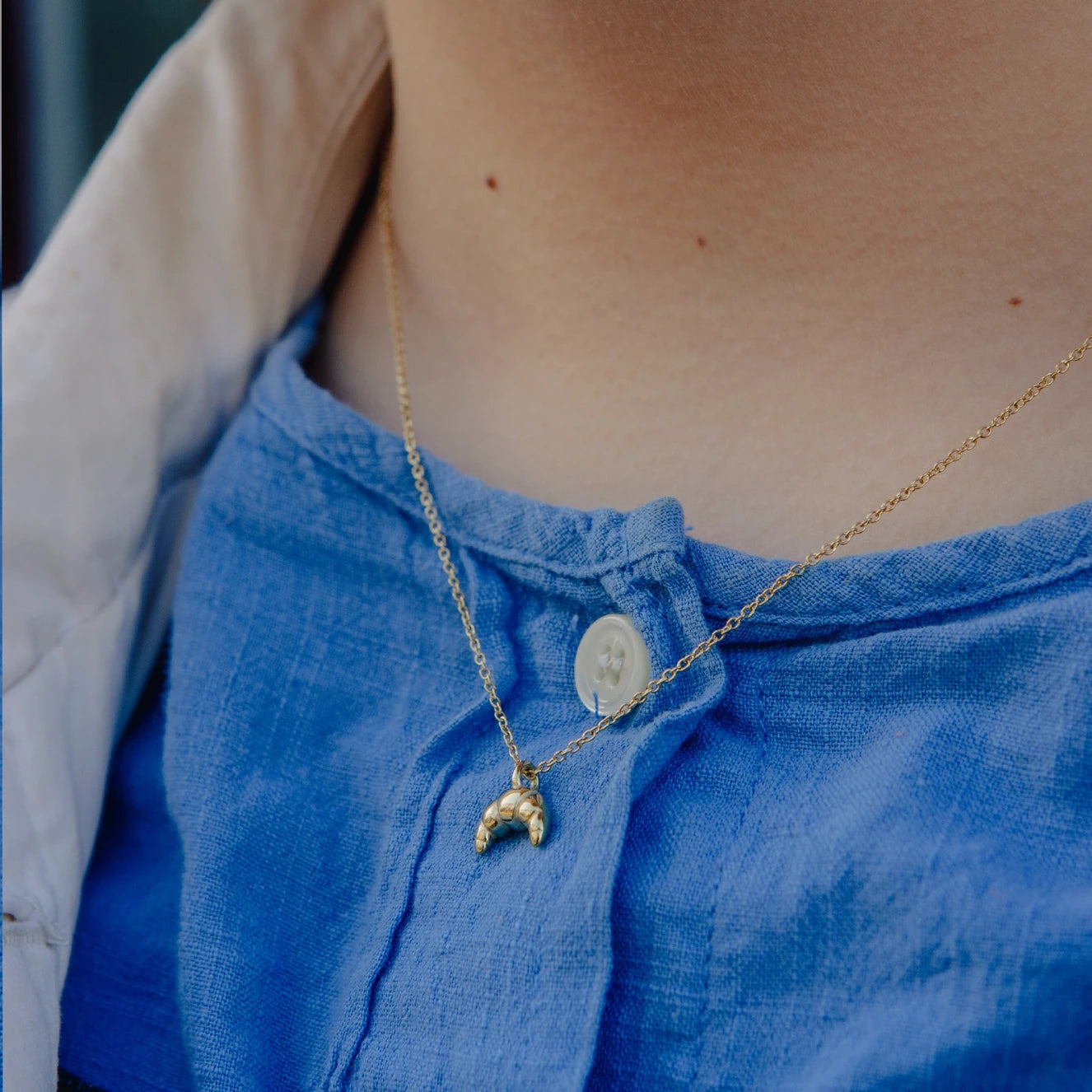 Mini Croissant Necklace - Water Resistant Gold Plating by Nordic Muse