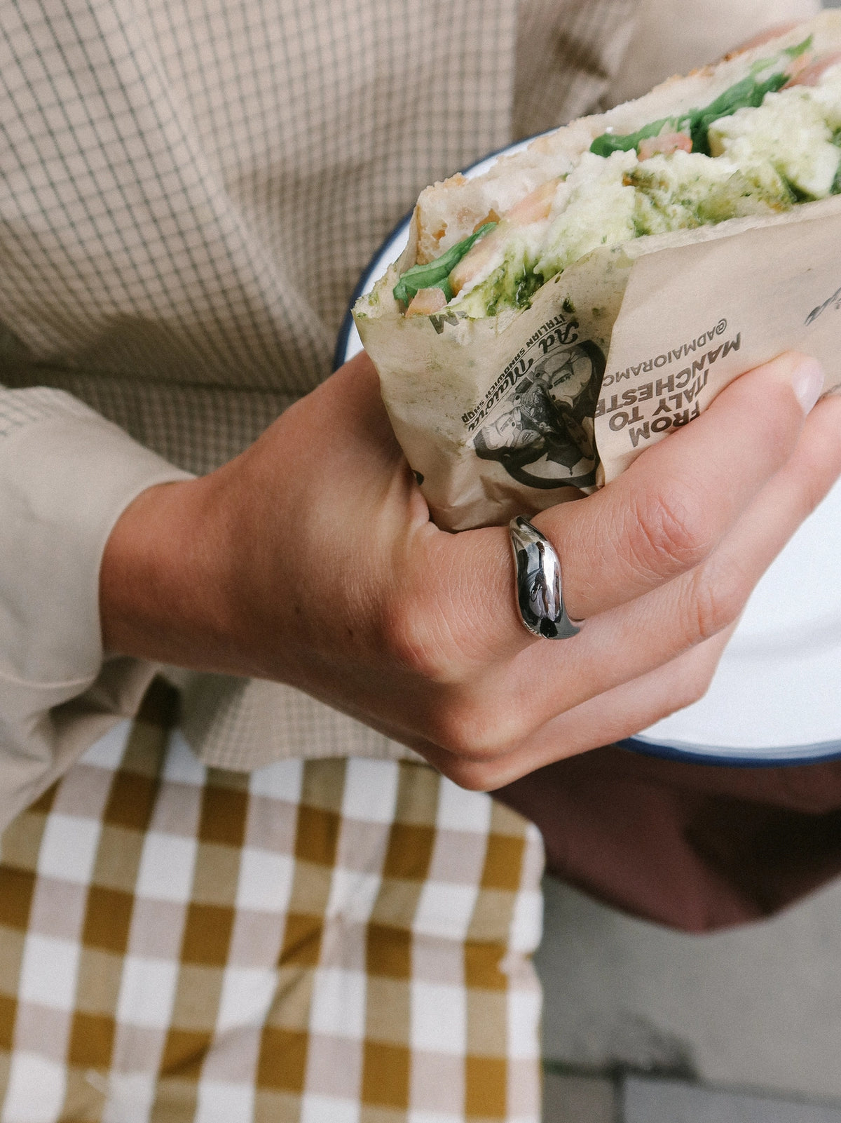 Waved Dome Band Ring - Water Resistant Silver Plating by Nordic Muse
