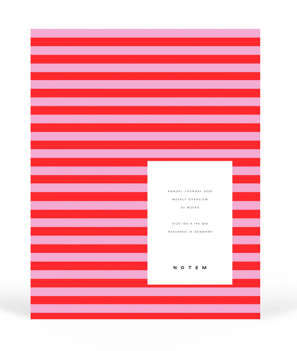 Notem Studio ALVA Medium Soft Cover Annual Journal 2026 in Red Stripes
