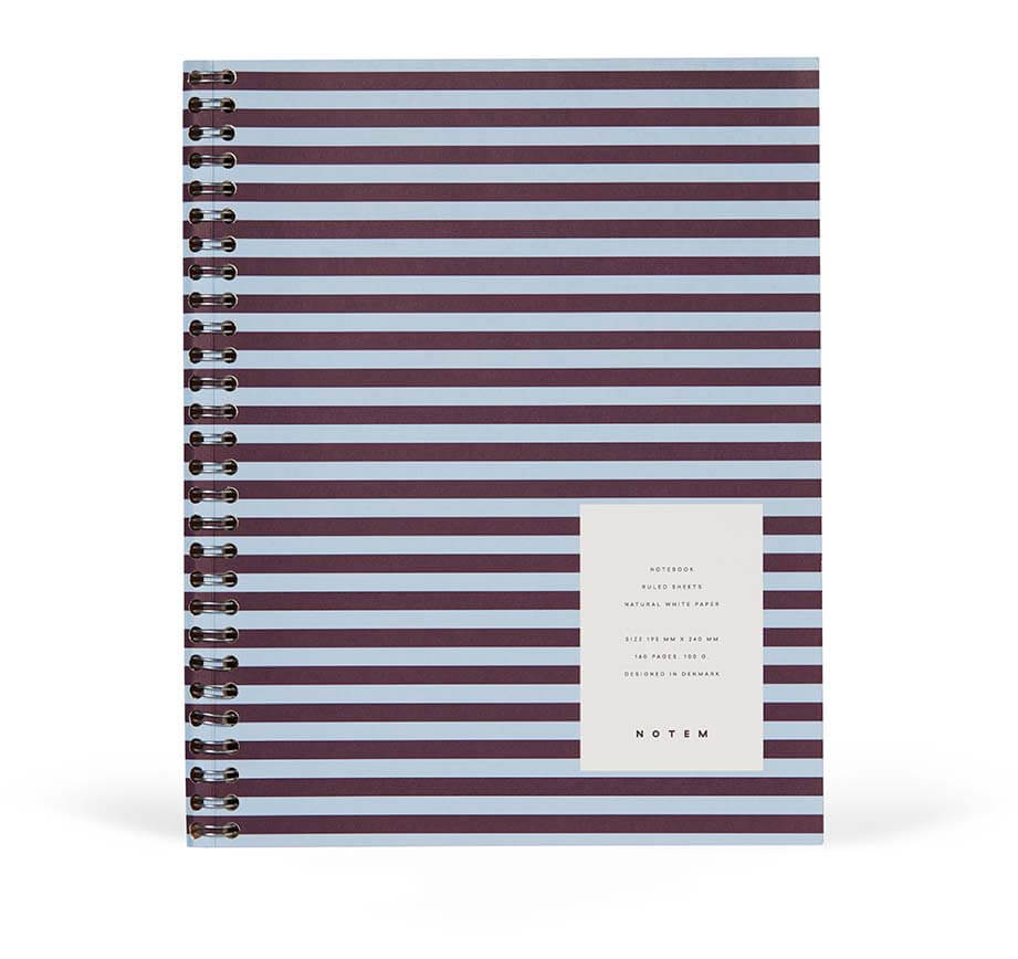 NELA Wirebound Spiral Notebook | Bordeaux & Blue | Large | Blank & Ruled | by Notem Studio - Lifestory - Notem Studio