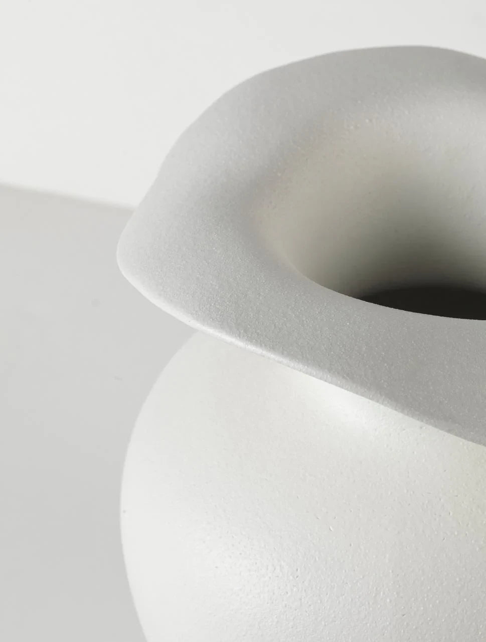 Broste Copenhagen Off-white Glazed Stoneware M Florentina Vase close up neck detail