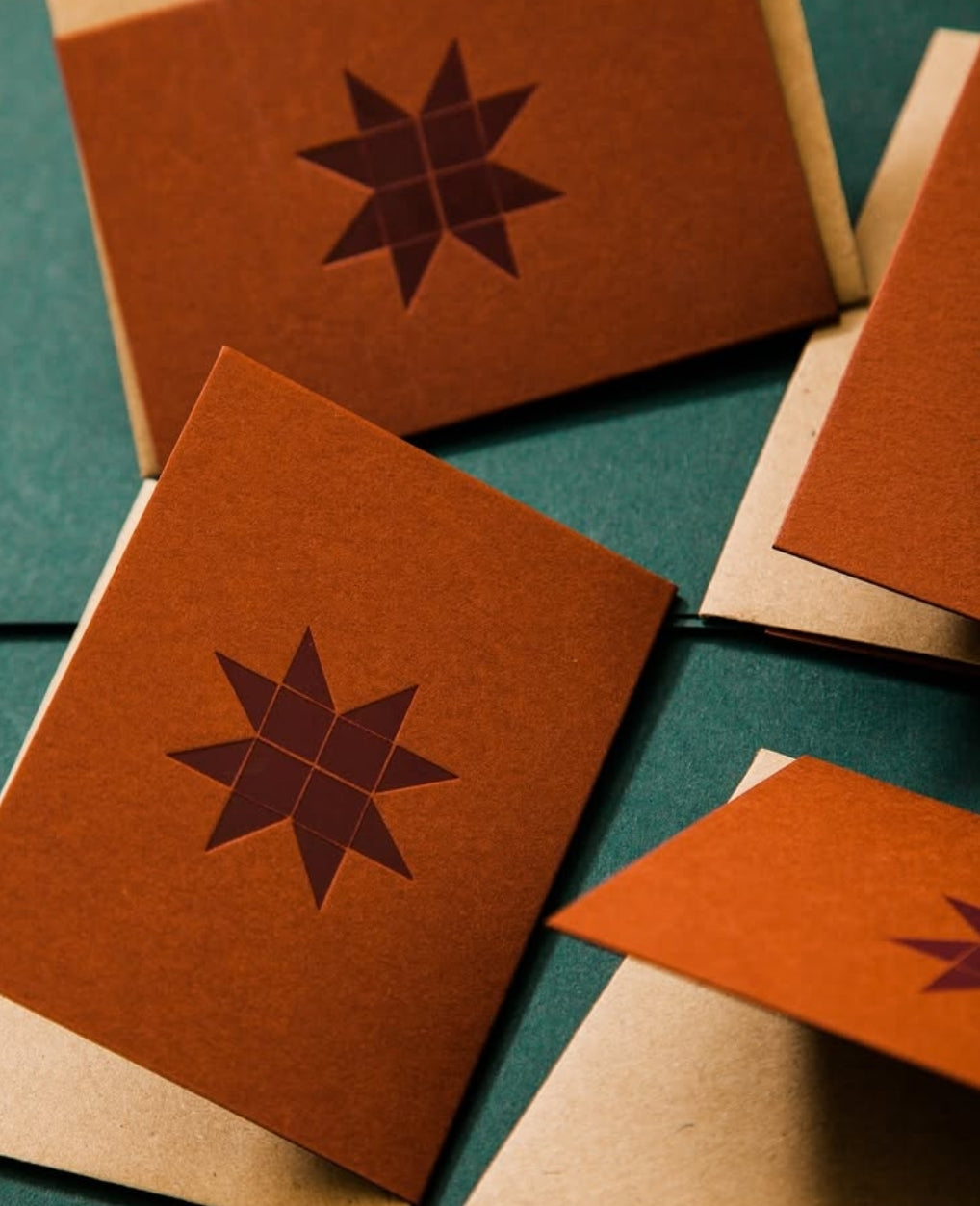 Small Froebel Star Card | Berry on Berry Red | Foil Blocked | by Ola