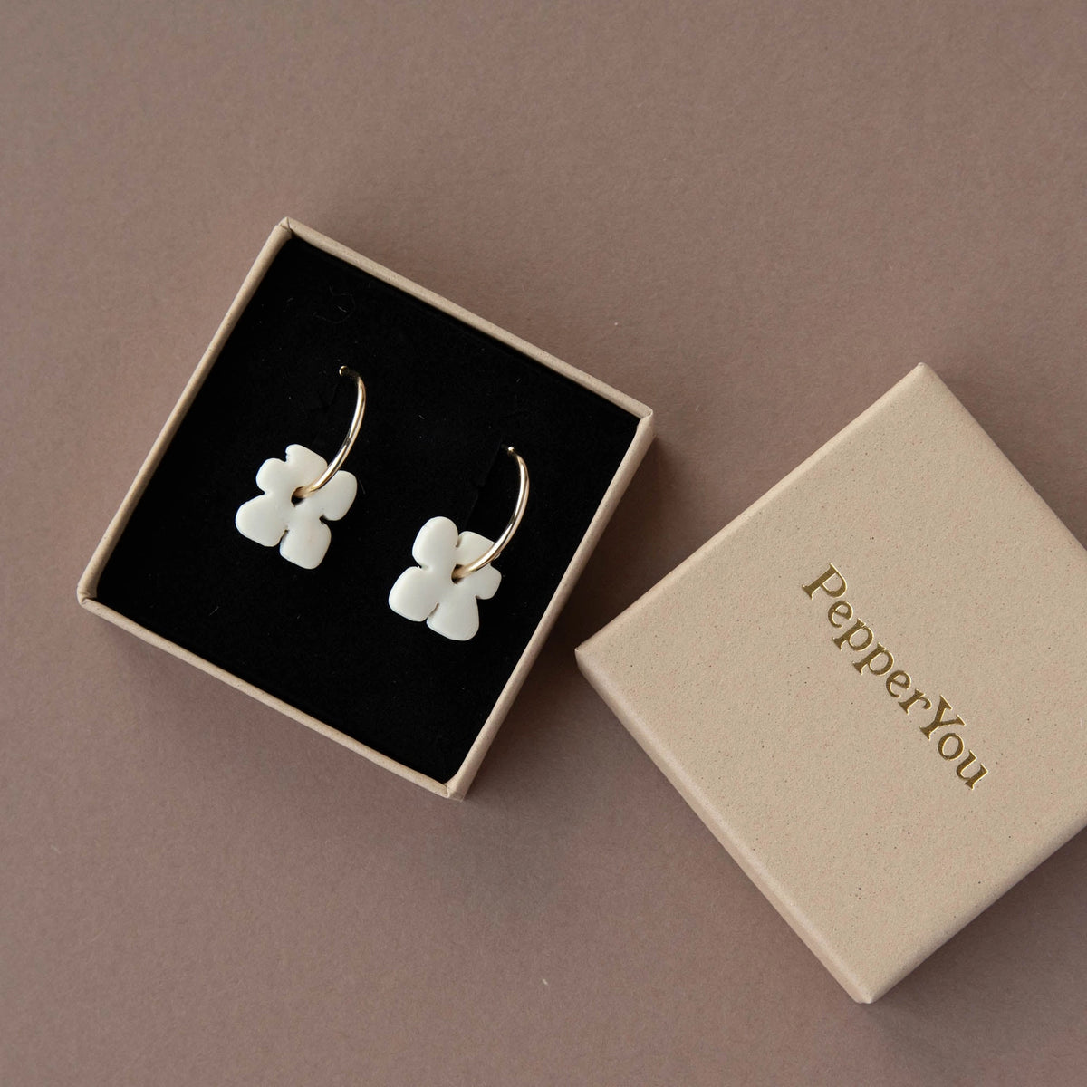 Pepper You Blob Bloom Charm Hoop Earrings