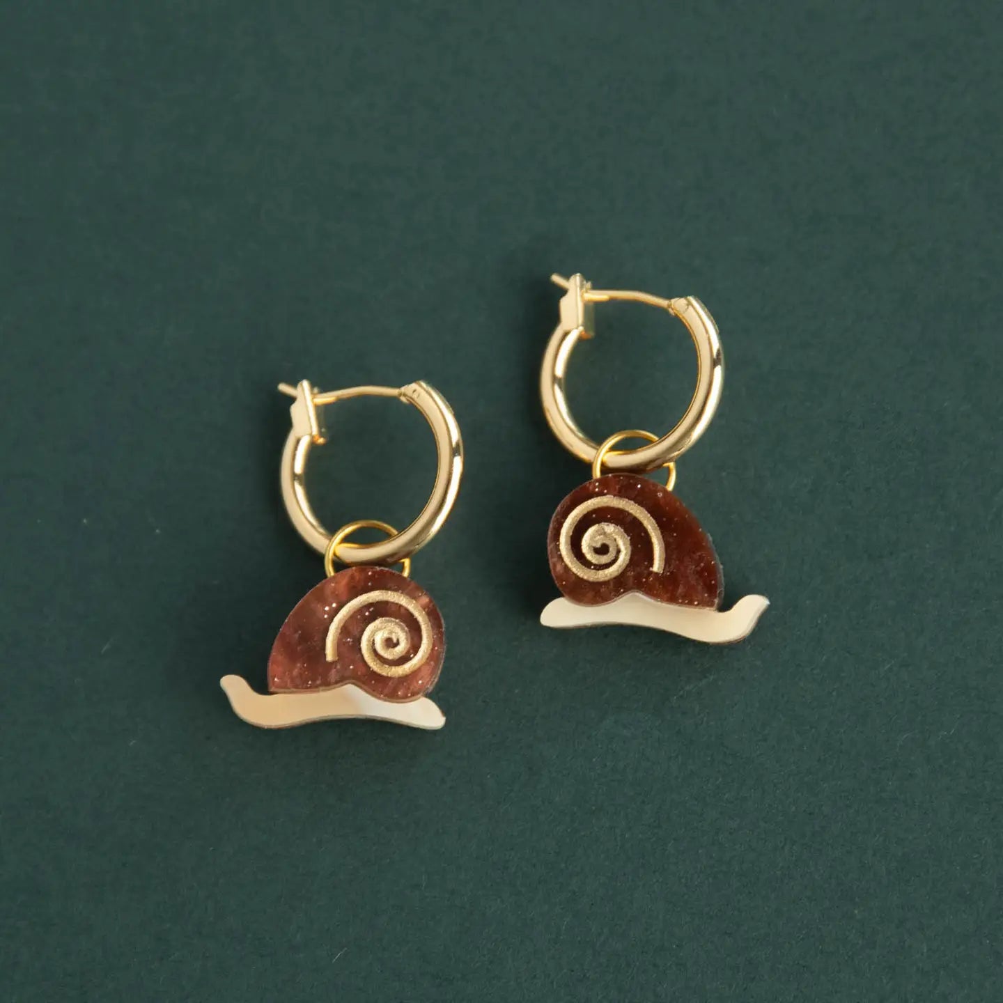 Pepper You Acrylic & Wood Garden Snail Hoop Earrings - Lifestory