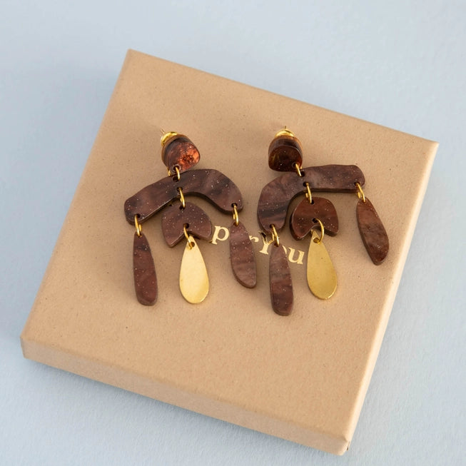 Pepper You Acrylic & Brass Tangent Statement Drop Earrings - Lifestory