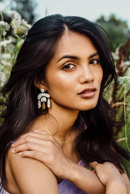Pepper You Acrylic & Brass Tangent Statement Drop Earrings - Lifestory