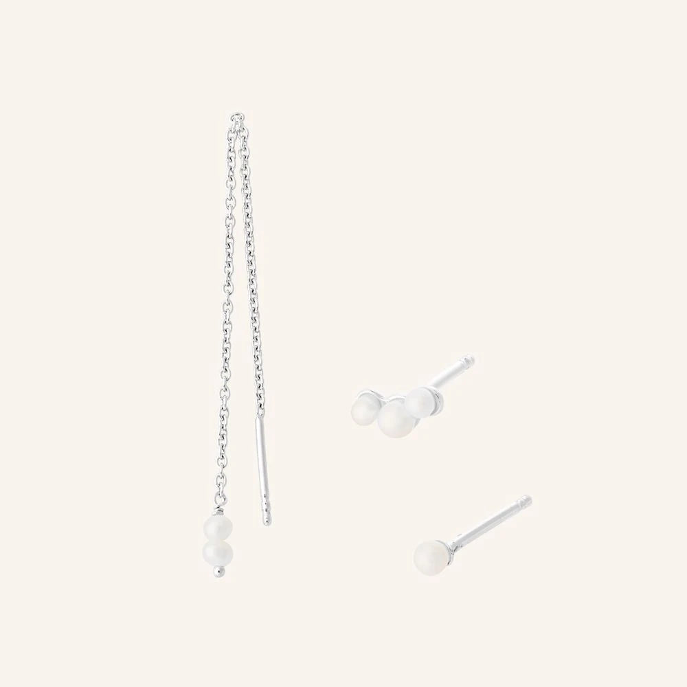 Ocean Pearl Earring Set in Silver and Gold Plated Silver by Pernille Corydon - Lifestory