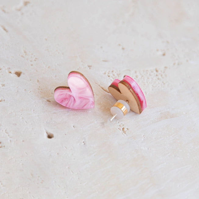 I Heart You Stud Earrings | Various Colours | Acrylic & Wood | by Pepper You - Lifestory