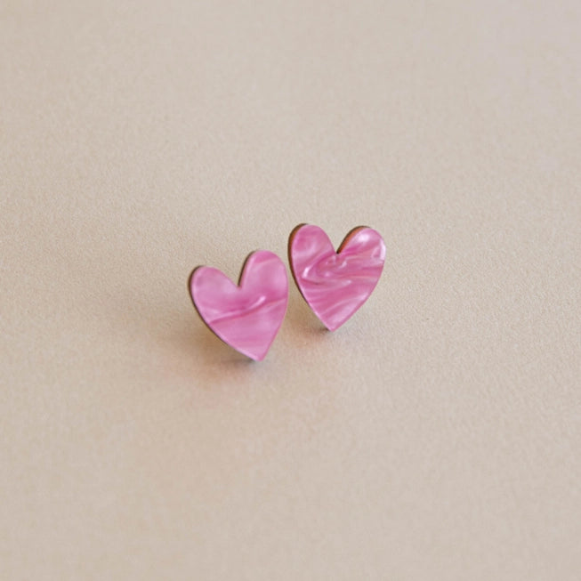 I Heart You Stud Earrings | Various Colours | Acrylic & Wood | by Pepper You - Lifestory