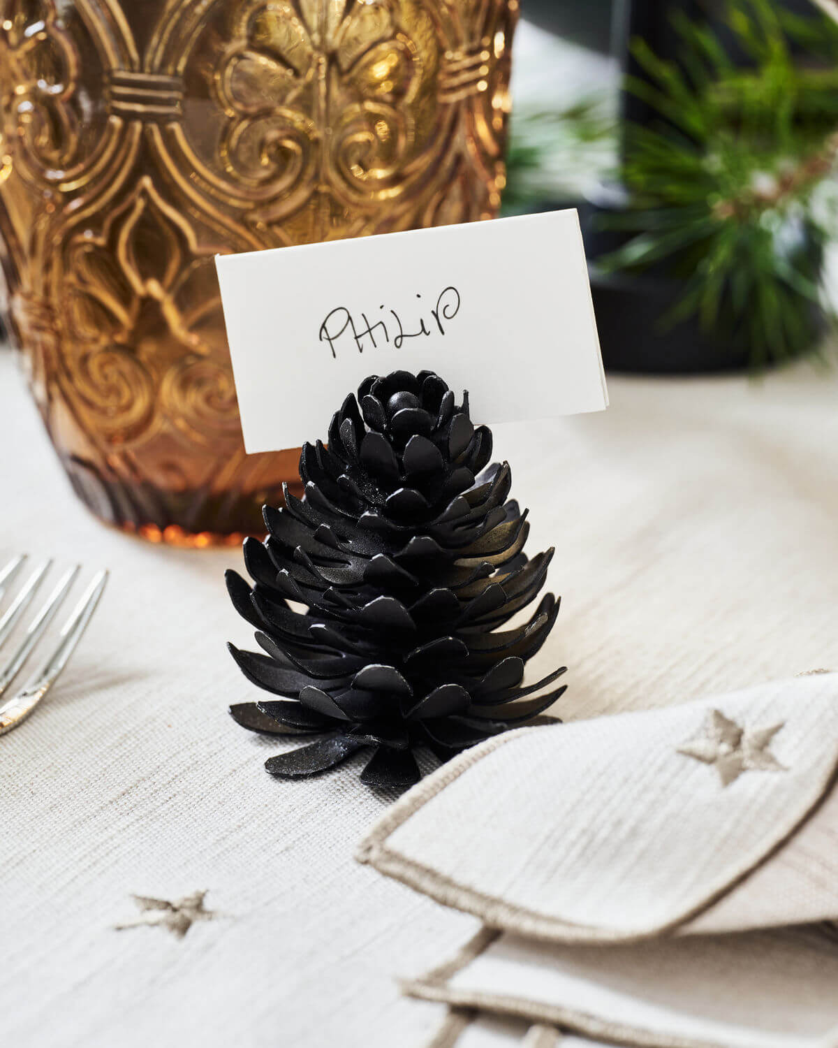 Place Card Holder - Pinus | Black Antique | by House Doctor