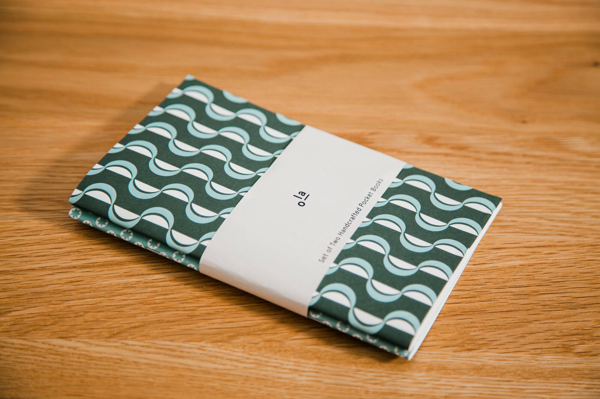 Set of 2 Handcrafted Pocket Books | Wave & Tiny Stars Prints | Plain Pages | by Ola - Lifestory