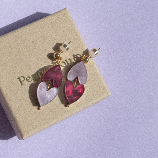 Queen of Hearts Drop Earrings | Acrylic & Wood | by Pepper You - Lifestory