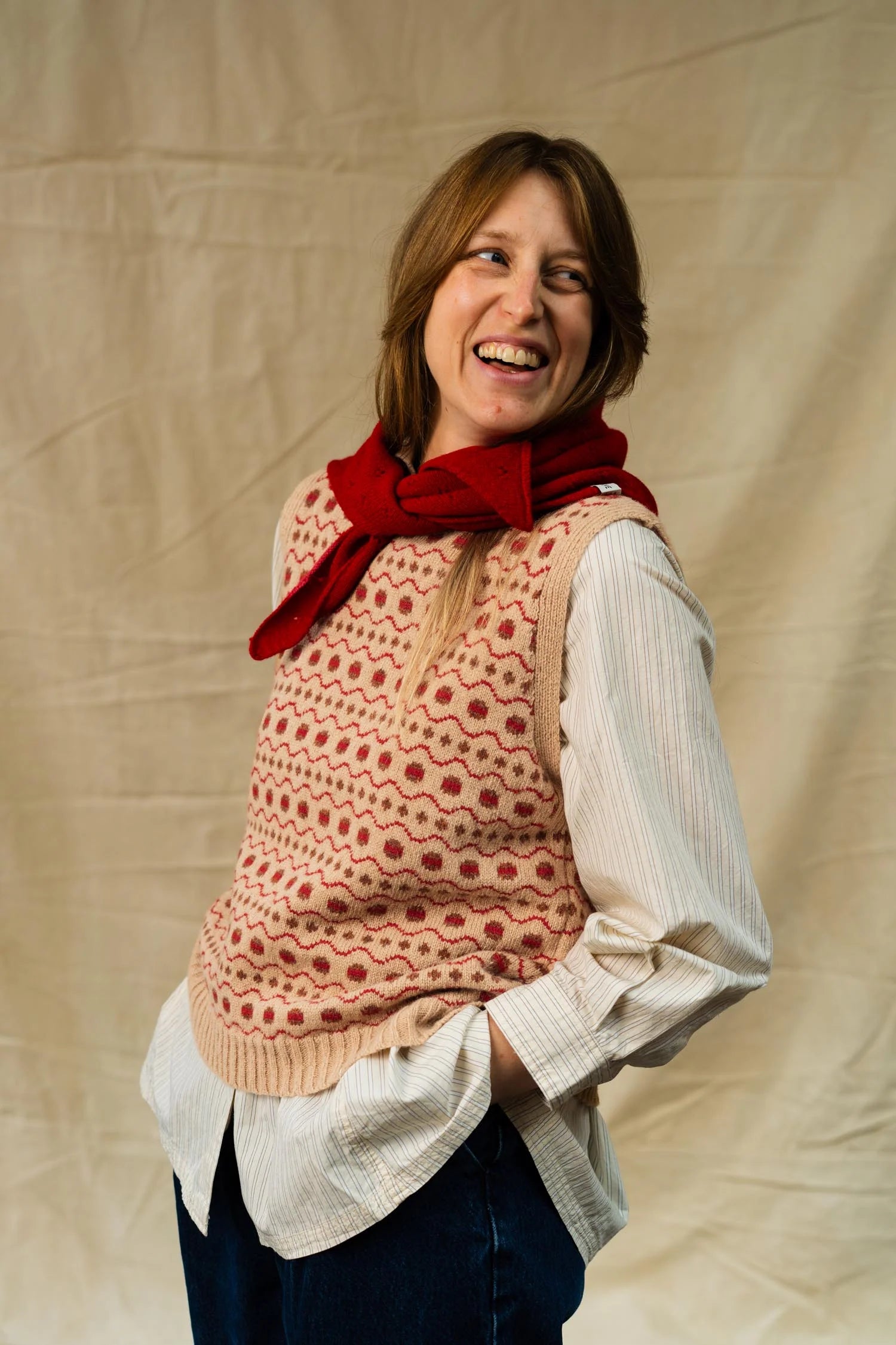 ROVE Knitwear Merino Lambswool Pointelle Neckerchief - UK Made