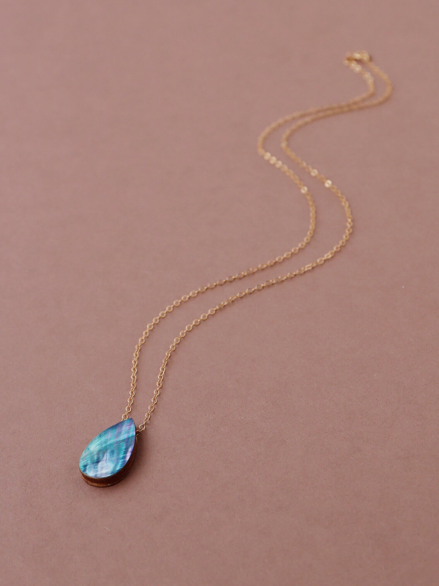 Raindrop Necklace | Sea Blue Shell | by Wolf & Moon - Lifestory