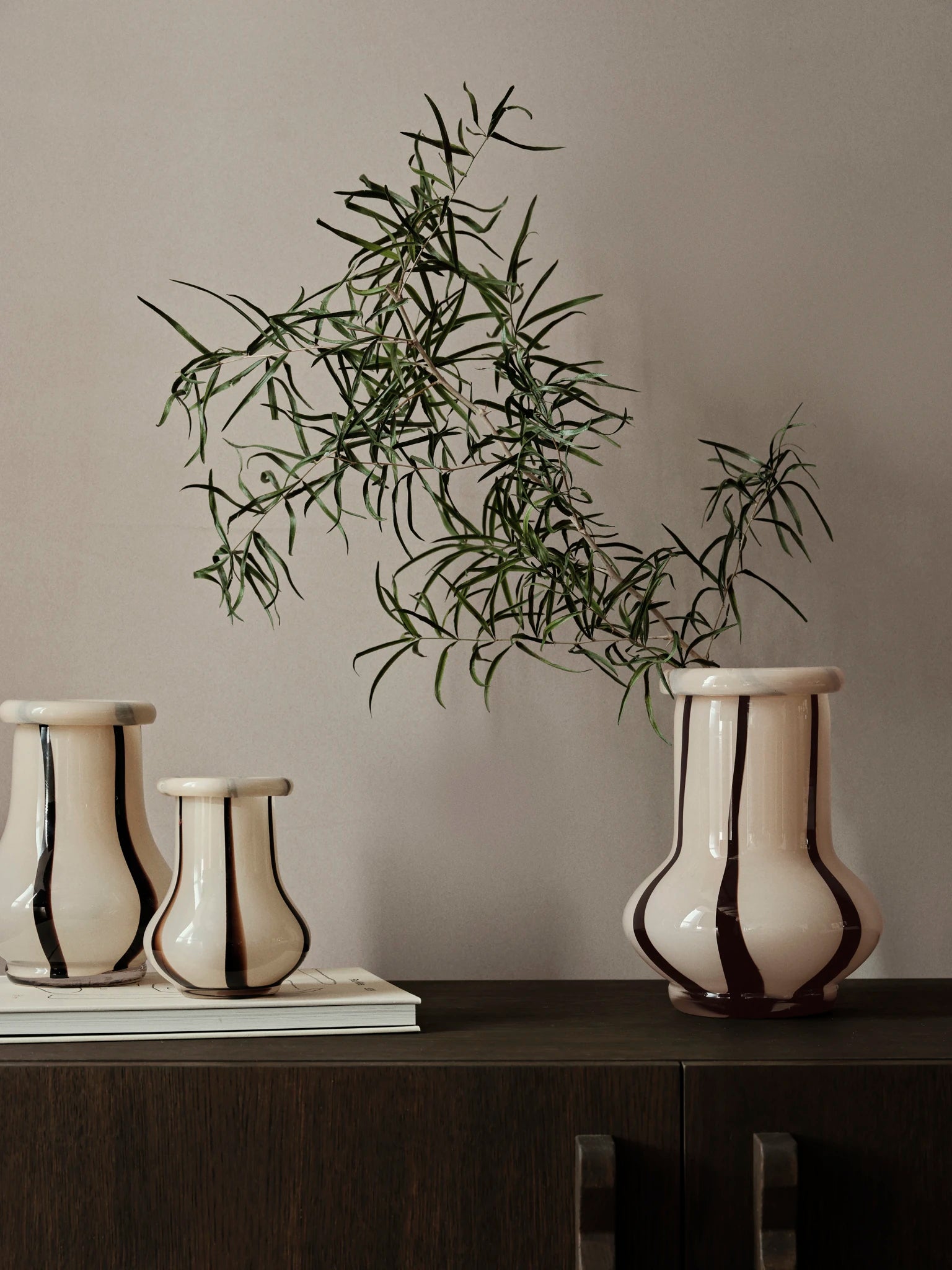 Riban Vases in Beige Mouth Blown Glass by ferm Living