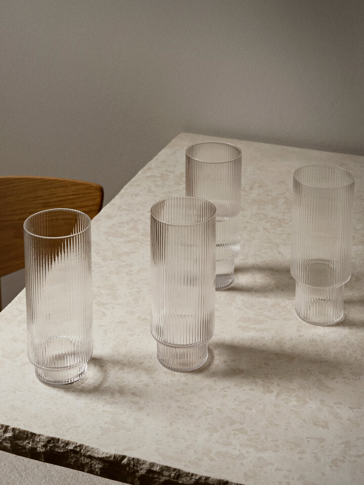 Ripple Glass Long | Set of 4 | Clear | by ferm Living - Lifestory - ferm LIVING