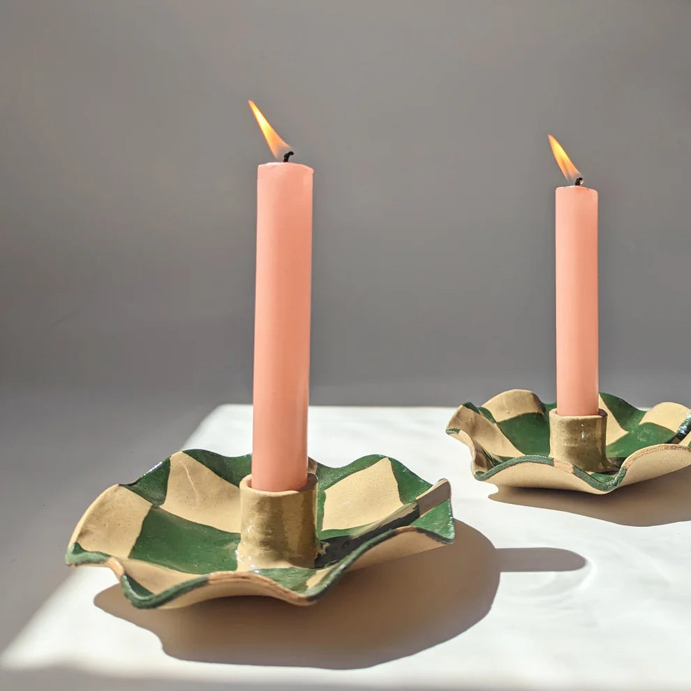 Rosie Gore Wavy Check Candle Holders in Various Colours