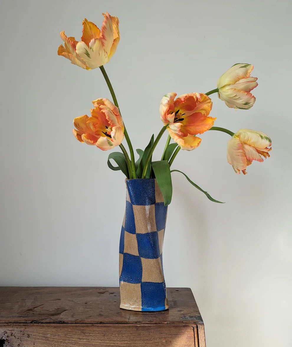 Rosie Gore Check Twist Vase in Various Colours - Lifestory