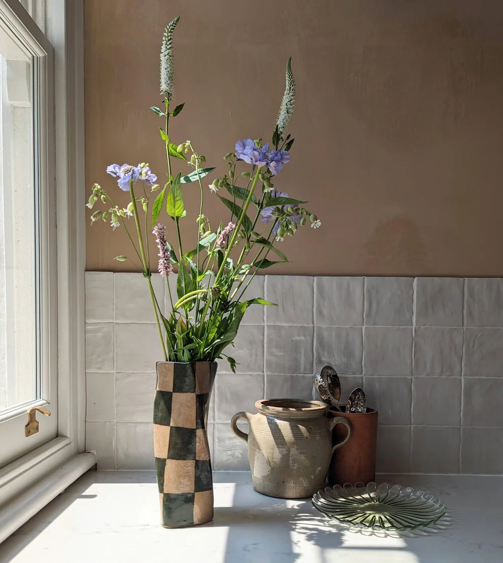 Rosie Gore Check Twist Vase in Various Colours - Lifestory