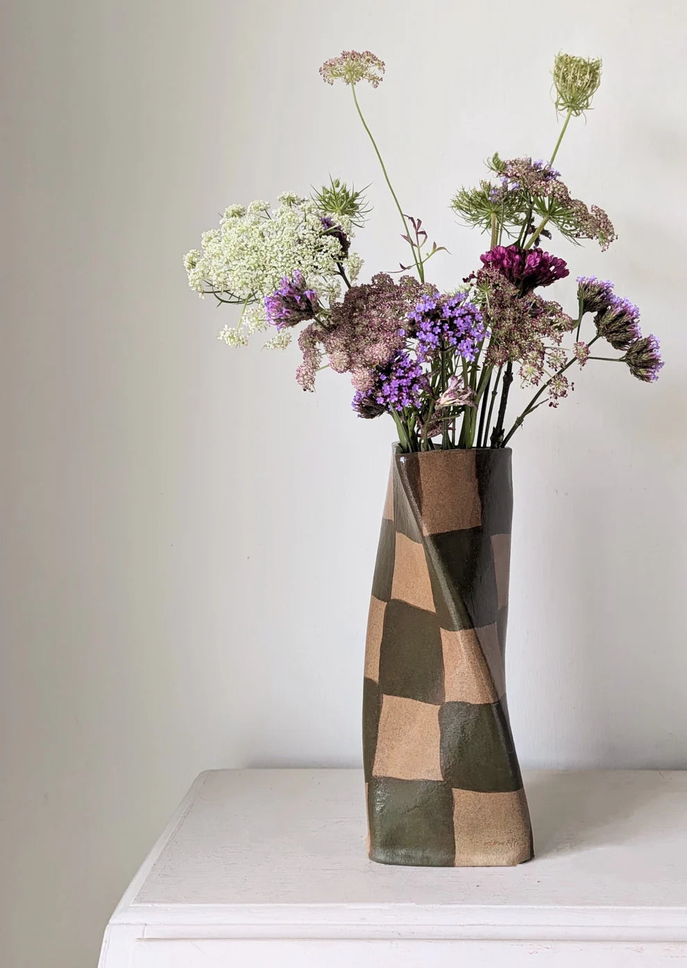 Rosie Gore Check Twist Vase in Various Colours - Lifestory