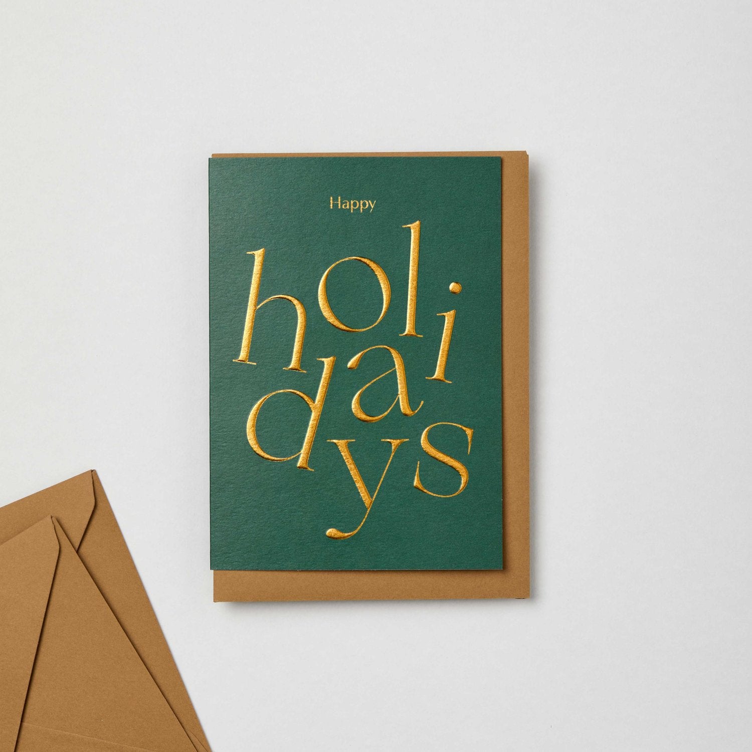 Happy Holidays Card | Gold on Green - Serif | by Kinshipped - Lifestory